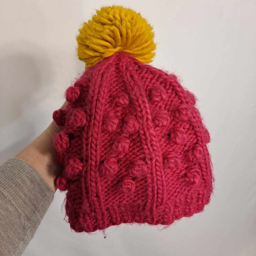 Turtle Fur Raspberry Bobble Knitted Hat - Picture 8 of 10